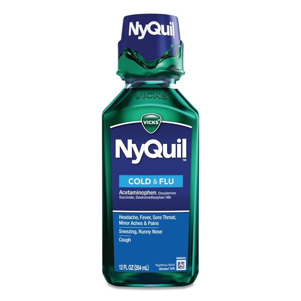 Vicks NyQuil Cold & Flu Nighttime Liquid, 12 oz Bottle 01426EA